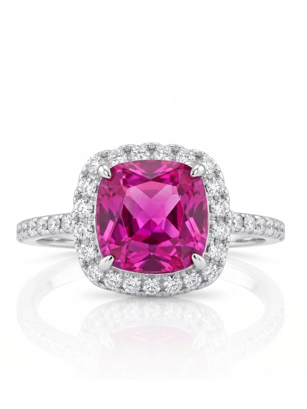 Pink Topaz Cushion Square Gemstone Ring, 925 Sterling Silver Charmed Aroma